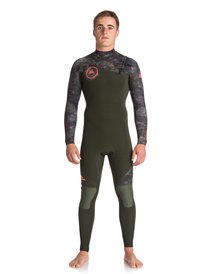 quiksilver, Гидрокостюм с молнией на груди 3/2mm Syncro Series, DARK IVY/ CAMO/ SHRIMP PINK (xgcn) 3/2 SYNCRO SERIES CZ GBS EQYW103038