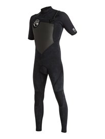 quiksilver, Длинный мужской гидрокостюм (фулсьют) с коротким рукавом и с нагрудной молнией High Dye 2/2mm, BLACK (kvj0) High Dye 2/2mm - Chest Zip Short Sleeve Full Wetsuit EQYW303004