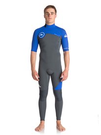 quiksilver, Гидрокостюм с молнией на спине 2mm Syncro Series, GUN METAL/ HV ROYAL/ WHITE (xkpw) 2/2 SYNCRO SERIES BZ SS FLT EQYW303005