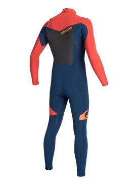 quiksilver, Syncro GBS 4/3mm - Combinaison zip poitrine, INK BLUE/ ORANGE (xkkn) Syncro GBS 4/3mm - Chest Zip Wetsuit AQYW103076