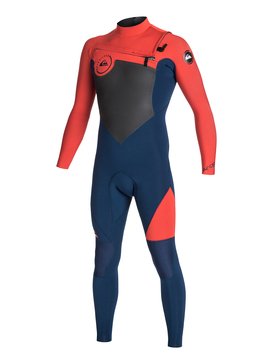 quiksilver, Syncro GBS 4/3mm - Combinaison zip poitrine, INK BLUE/ ORANGE (xkkn) Syncro GBS 4/3mm - Chest Zip Wetsuit AQYW103076
