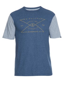 quiksilver, Camiseta Masculina Manga Curta Estampa Frontal Quiksilver, MESCLA MARINHO* (mem) QK CAM BAS M/C X GEN 100 BR61114297