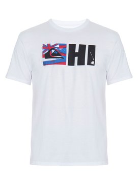 quiksilver, Camiseta Masculina Manga Curta Estampa Frontal Quiksilver, WHITE (wht) QK CAM BAS M/C FLAG HAWAII BR61114312