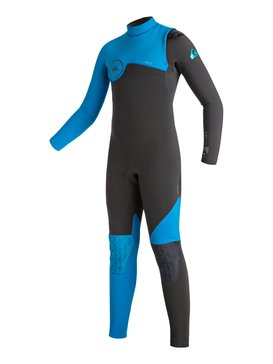 quiksilver, Highline Zipperless 3/2mm - Combinaison de surf intégrale sans zip, GRAPHITE/ CYAN (xkkb) Highline Zipperless 3/2mm - Zipperless Full Wetsuit EQBW103004