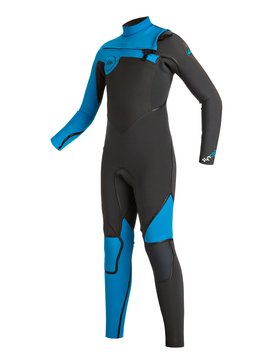 quiksilver, Syncro 3/2mm - Traje De Surf Integral Con Cremallera En El Pecho, GRAPHITE/ CYAN (xkkb) Syncro 3/2mm - Chest Zip Full Wetsuit EQBW103008