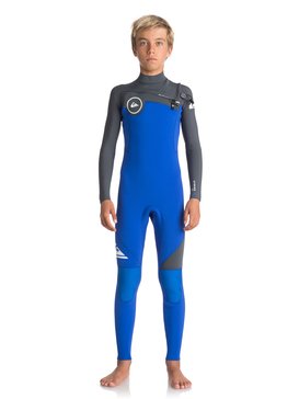 quiksilver, 4/3mm Syncro Series - Traje de Surf GBS con Cremallera en el Pecho, HV ROYAL/ GUN METAL/ WHITE (xpkw) 4/3mm Syncro Series - Chest Zip GBS Wetsuit EQBW103021