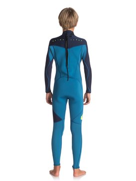quiksilver, 3/2mm Syncro Series - Traje de Surf con Cremallera en la Espalda, MARINA/ BLUE NIGHTS/ SAFETY YE (xbbg) 3/2 SYNCRO SERIES BOY BZ FLT EQBW103022