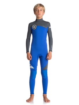 quiksilver, 3/2mm Syncro Series - Traje de Surf con Cremallera en la Espalda, HV ROYAL/ GUN METAL/ WHITE (xpkw) 3/2 SYNCRO SERIES BOY BZ FLT EQBW103022