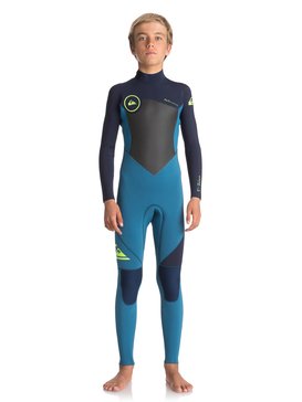quiksilver, 3/2mm Syncro Series - Traje de surf GBS con cremallera trasera, MARINA/ BLUE NIGHTS/ SAFETY YE (xbbg) 3/2mm Syncro Series - Back Zip GBS Wetsuit EQBW103023