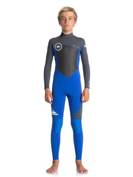 quiksilver, 3/2mm Syncro Series - Traje de surf GBS con cremallera trasera, HV ROYAL/ GUN METAL/ WHITE (xpkw) 3/2mm Syncro Series - Back Zip GBS Wetsuit EQBW103023