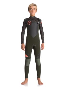 quiksilver, 3/2mm Syncro Plus - Combinaison de surf intégrale, DARK IVY/ CAMO/ SHRIMP PINK (xgcn) 3/2 SYNCRO+ BOY CZ LFS EQBW103026