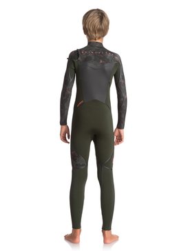 quiksilver, 4/3mm Syncro Plus - Traje de surf con cremallera en el pecho, JET BLACK/ BLACK/ SAFETY YELLO (xkkg) 4/3mm Syncro Plus - Chest Zip Wetsuit EQBW103029