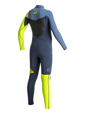 quiksilver, 4/3mm Highline Chest Zip - Combinaison de surf intégrale, HEATHER SLATE/ SAFETY YELLOW/ (xkgb) 4/3mm Highline Chest Zip - Full Wetsuit EQBW103032