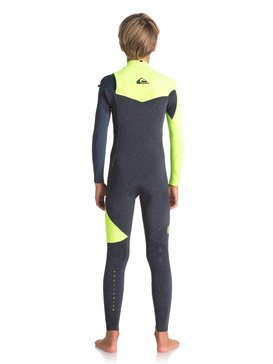 quiksilver, 3/2mm Highline Series - Traje de Surf sin Cremallera, HEATHER SLATE/ SAFETY YELLOW/ (xkgb) 3/2mm Highline Series - Zipperless Wetsuit EQBW103034