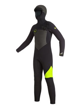 quiksilver, Syncro 5/4/3mm - Combinaison de surf intégrale à capuche zip poitrine, BLACK (kvj0) Syncro 5/4/3mm - Chest Zip Hooded Full Wetsuit EQBW203000