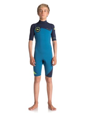 quiksilver, 2mm Syncro Series - Traje de neopreno ligero de manga corta, MARINA/ BLUE NIGHTS/ SAFETY YE (xbbg) 2/2 SYNCRO SERI BOY BZ SS SP F EQBW503004