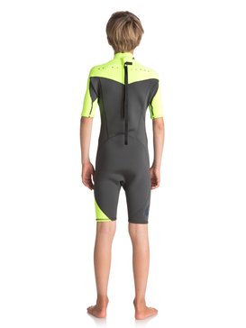 quiksilver, 2mm Syncro Series - Short Sleeve Back Zip FLT Springsuit, JET BLACK/ SAFETY YELLOW/ GUN (xkgk) 2/2 SYNCRO SERI BOY BZ SS SP F EQBW503004
