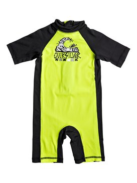 quiksilver, Bubble Spring - Licra-Bañador Entero de Manga Corta con Protección Solar UPF 50, SAFETY YELLOW/ BLACK (xggk) BUBBLE SPRING KID EQKWR03021