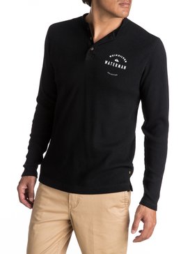 quiksilver, Waterman Thermal Creeks - T-shirt thermique à col boutonné et manches longues, BLACK (kvj0) Waterman Thermal Creeks - Thermal Long Sleeve Henley T-Shirt EQMKT03011