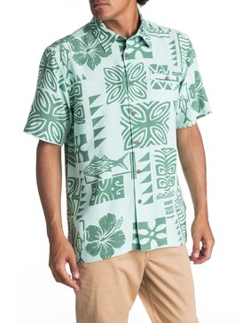 quiksilver, Waterman Inktapa Short Sleeve Shirt, BROOK GREEN INKTAPA (gcf6) INKTAPA EQMWT03088