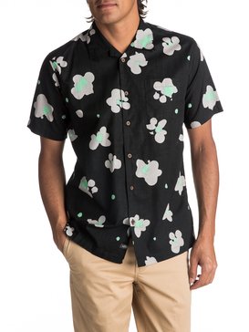 quiksilver, Waterman Waterfloral Short Sleeve Camp Shirt, BLACK WATERFLORAL (kvj6) WATERFLORAL EQMWT03093