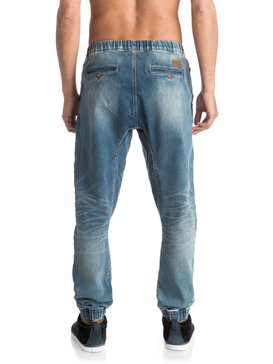 quiksilver, Fonic Stormy Blue - Pantalon Molleton Effet Denim Coupe Slim, STORMY BLUE (bqkw) Fonic Stormy Blue - Slim Fit Denim Joggers EQYDP03230