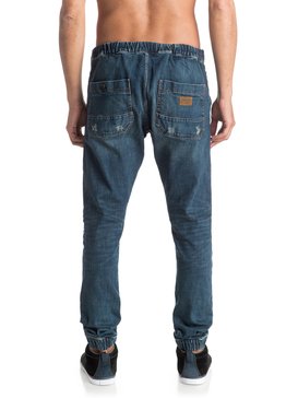 quiksilver, Bradfonic Used Blue Destroy 32" - Pantalon Molleton Effet Denim, USED BLUE DESTROY (bmew) Bradfonic Used Blue Destroy 32" - Denim Joggers EQYDP03234