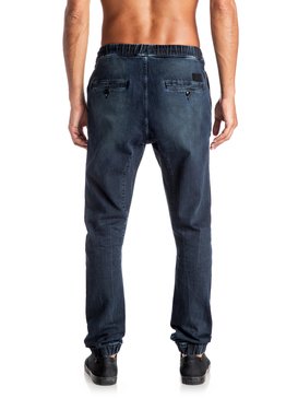 quiksilver, Fonic Blue Black - Pantalon de jogging en denim coupe slim, BLUE BLACK (byjw) Fonic Blue Black - Slim Fit Denim Joggers EQYDP03296