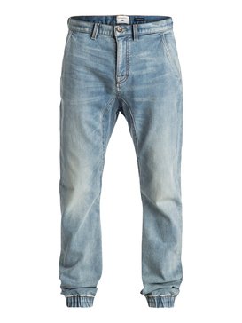quiksilver, Fonic Fix New Blur - Pantalon de survêtement denim coupe droite, BLUR (bptw) Fonic Fix New Blur - Straight Fit Denim Joggers EQYDP03305