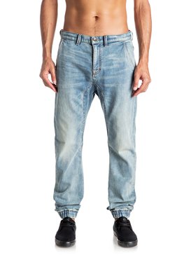 quiksilver, Fonic Fix New Blur - Pantalon de survêtement denim coupe droite, BLUR (bptw) Fonic Fix New Blur - Straight Fit Denim Joggers EQYDP03305