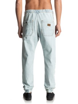 quiksilver, Bradfonic Bleached - Pantalon de jogging en denim, BLEACHED SURF (bejw) Bradfonic Bleached - Denim Joggers EQYDP03323