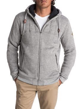 quiksilver, Men's New Cypress Snap Quilted Zipped Hoodie, LIGHT GREY HEATHER (lgh) NEW CYPRESS SNAP EQYFT03723