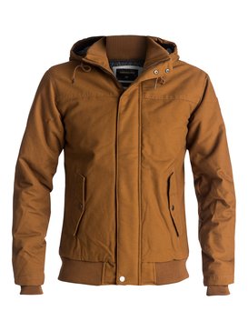quiksilver, Everyday Brooks - Water-Repellent Hooded Bomber Jacket, RUBBER (cpp0) Everyday Brooks - Water-Repellent Hooded Bomber Jacket EQYJK03365