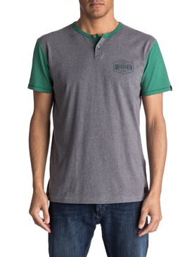 quiksilver, Baysic Short Sleeve Henley Tee, MEDIUM GREY HEATHER (kpwh) BAYSIC HENLEY SS EQYKT03629