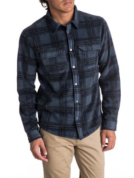 quiksilver, Surf Days Long Sleeve Polar Fleece Shirt, NAVY BLAZER CHECK (byj1) SURF DAYS EQYPF03025