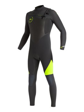 quiksilver, Syncro 3/2mm - Combinaison de surf intégrale zip poitrine, GRAPHITE/ F. LEMON (xkkg) Syncro Plus 3/2mm Chest Zip Full Wetsuit EQYW103023