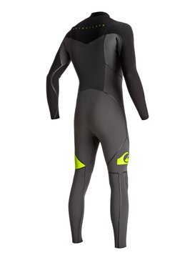 quiksilver, 3/2mm Syncro Plus Chest Zip - Combinaison de surf intégrale, JET BLACK/ BLACK/ SAFETY YELLO (xkkg) 3/2mm Syncro Plus Chest Zip - Full Wetsuit EQYW103040