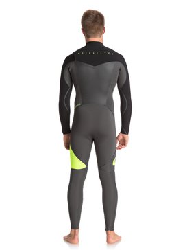 quiksilver, 5/4/3mm Syncro Plus Chest Zip - Combinaison de surf intégrale, JET BLACK/ BLACK/ SAFETY YELLO (xkkg) 5/4/3mm Syncro Plus Chest Zip - Full Wetsuit EQYW103046