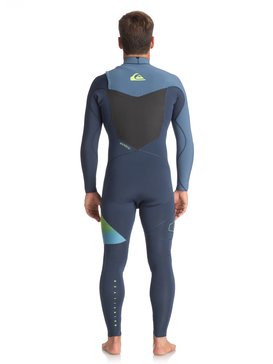 quiksilver, 4/3mm Highline Chest Zip - Combinaison de surf intégrale, SLATE/ PEWTER/ SAFETY YELLOW (xkbg) 4/3mm Highline Chest Zip - Full Wetsuit EQYW103047