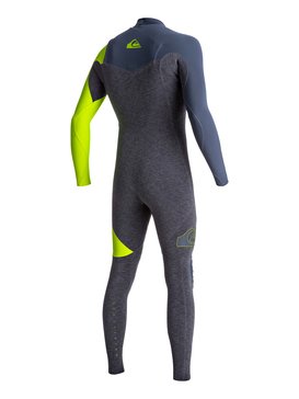 quiksilver, 4/3mm Highline Series Zipperless - Combinaison de surf intégrale, HEATHER SLATE/ SLATE/ SAFETY Y (xkbg) 4/3mm Highline Series Zipperless - Full Wetsuit EQYW103051