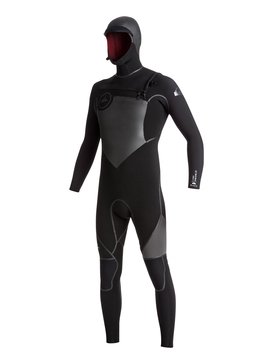 quiksilver, 5/4/3 Syncro Chest Zip - Combinaison de surf intégrale à capuche, BLACK/ BLACK/ JET BLACK (xkkk) 5/4/3 Syncro Chest Zip - Hooded Full Wetsuit EQYW203004