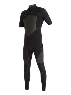 quiksilver, Highline Performance 2/2mm - Combinaison de surf intégrale à zip poitrine, BLACK (kvj0) Highline Performance 2/2mm - Chest Zip Short Sleeve Full Wetsuit EQYW303002