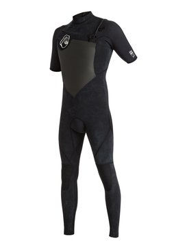 quiksilver, High Dye 2/2mm - Combinaison de surf intégrale à zip poitrine, BLACK (kvj0) High Dye 2/2mm - Chest Zip Short Sleeve Full Wetsuit EQYW303004