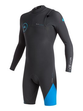 quiksilver, Highline Zipperless 2/2mm - Springsuit sans zip manches longues, GRAPHITE/ CYAN (xkkb) Highline Zipperless 2/2mm - Zipperless Long Sleeve Springsuit EQYW403000