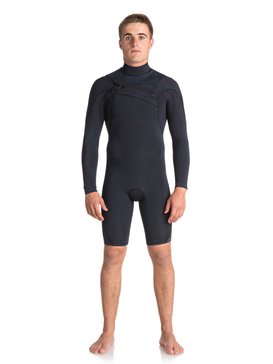 quiksilver, 2/2mm Quiksilver Originals Monochrome - Springsuit met Lang Mouwen en Borstrits, BLACK (kvj0) 2/2 Q.O. MONOCH AZIP LS SP GBS EQYW403008