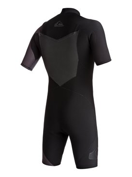 quiksilver, 2/2mm Highline Plus - Traje de Surf de Primavera con Manga Corta y Cremallera en el Pecho, BLACK/ JET BLACK (xkkk) 2/2mm Highline Plus - Short Sleeve Chest Zip Springsuit EQYW503005