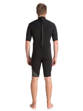 quiksilver, 2/2mm Syncro Series - Traje de surf de primavera FLT con manga corta y cremallera en la espalda, BLACK/ BLACK/ JET BLACK (xkkk) 2/2mm Syncro Series - Short Sleeve Back Zip FLT Springsuit EQYW503006