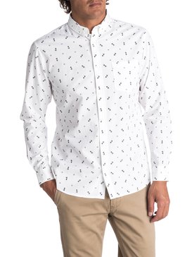 quiksilver, Men's Da Huts Long Sleeve Shirt, WHITE DA HUTS (wbb6) DA HUTS LS EQYWT03627