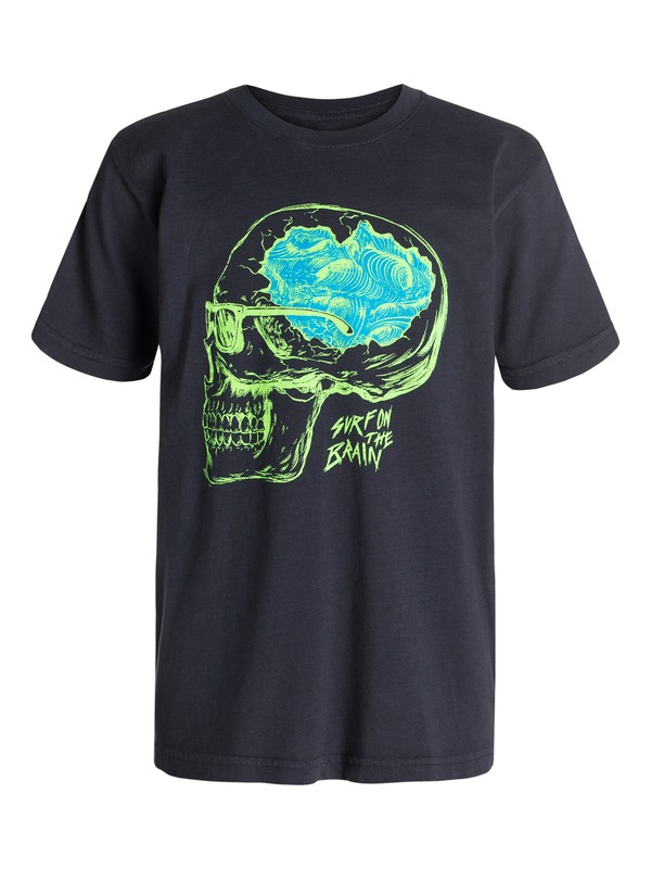 quiksilver, Boys 4-7 Surf On Brain T-Shirt, Grey Charcoal (kta0) 0 Boys 4-7 Surf On Brain T-Shirt 40454111 Quiksilver