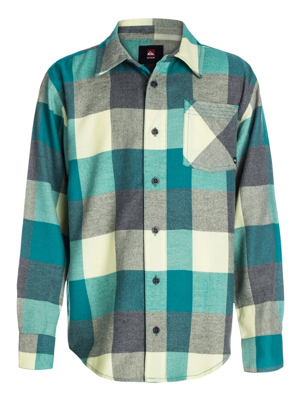 quiksilver, Boys 8-16 Box Plaid Long Sleeve Shirt, Bayou - Solid (bqj0) 0 Boys 8-16 Box Plaid Long Sleeve Shirt 40464036 Quiksilver